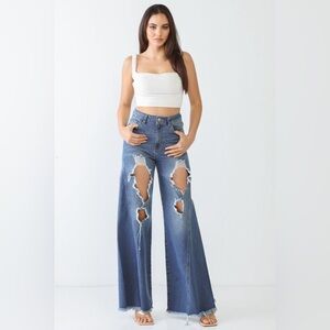 Crazy Denim Cut-Out 5 Picket High-waisted Flare Jeans 1350